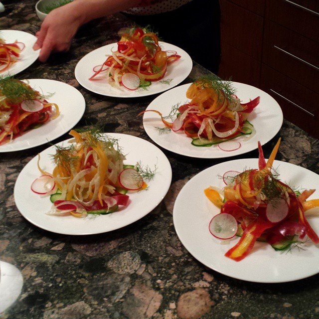 The salad for tonight... Heirloom carrot and fennel with ginger limoncello…
