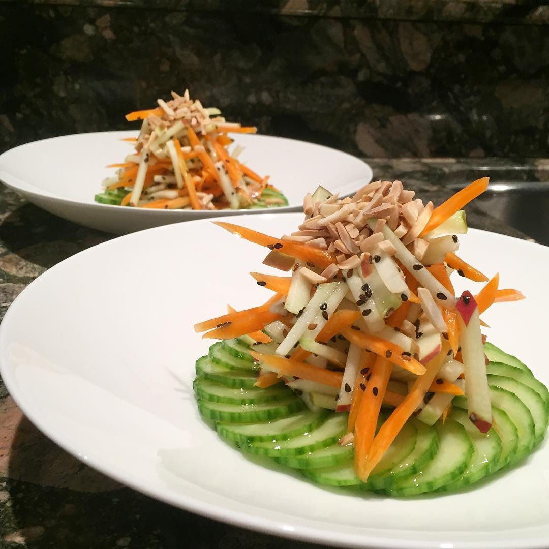 Apple and carrot salad with sesame and champagne vinaigrette