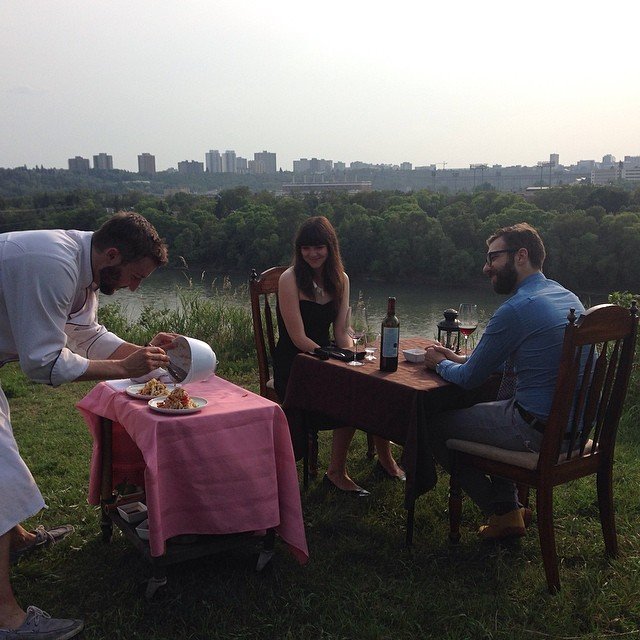 @cheferichanson making papaya salad table side for our vegan 5 course